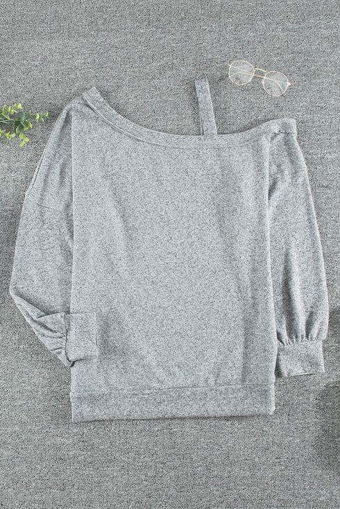 Asymmetric Dew Shoulder Long Sleeve Top
